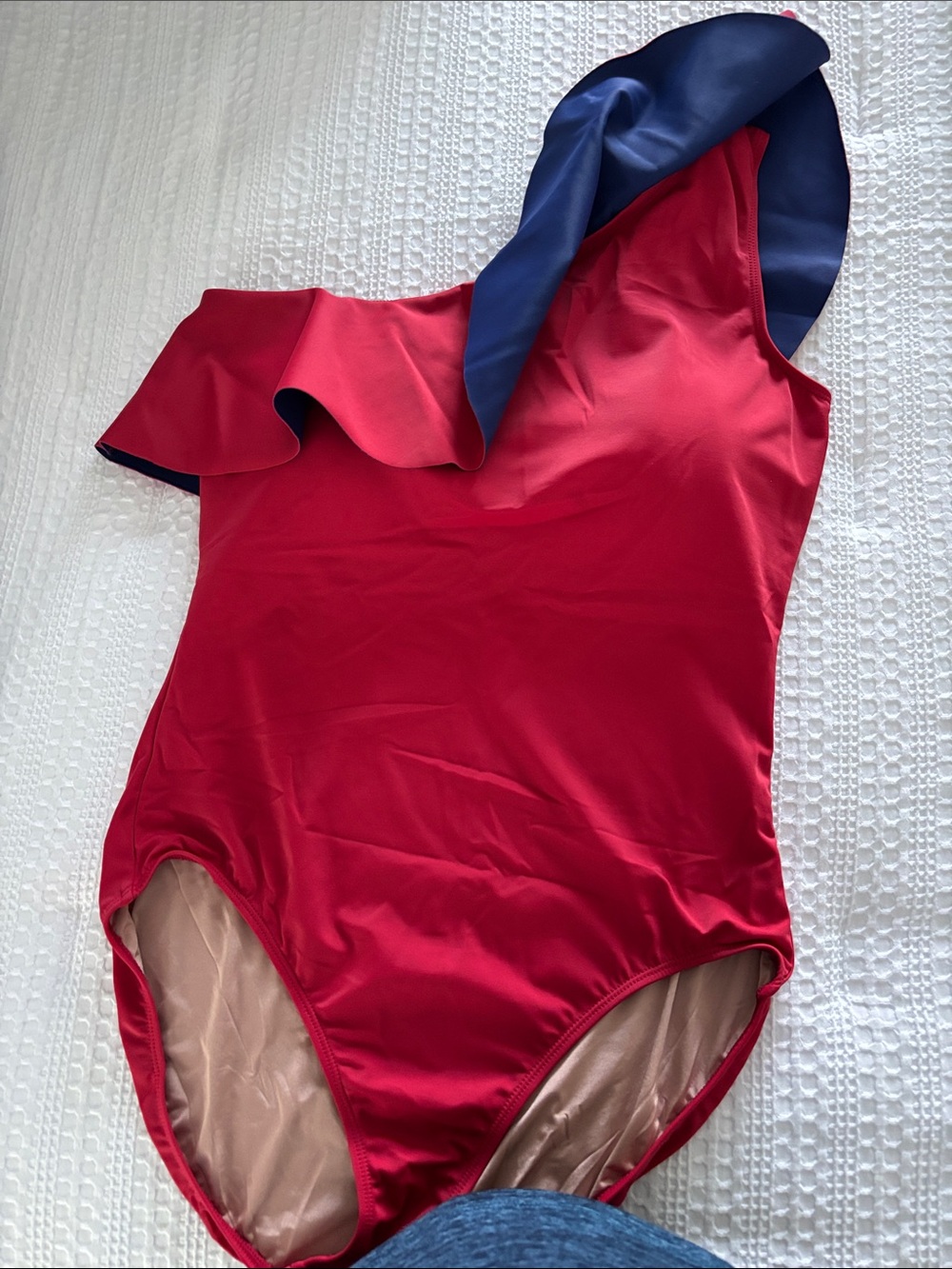 Hermoza Vanessa One-shoulder One Piece Swimsuit Sz 12 NWOT Red/Navy